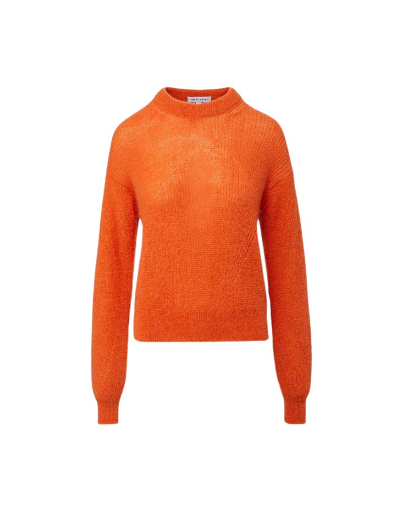 Veronica Beard Melinda Crew Neck Sweater in Deep Orange