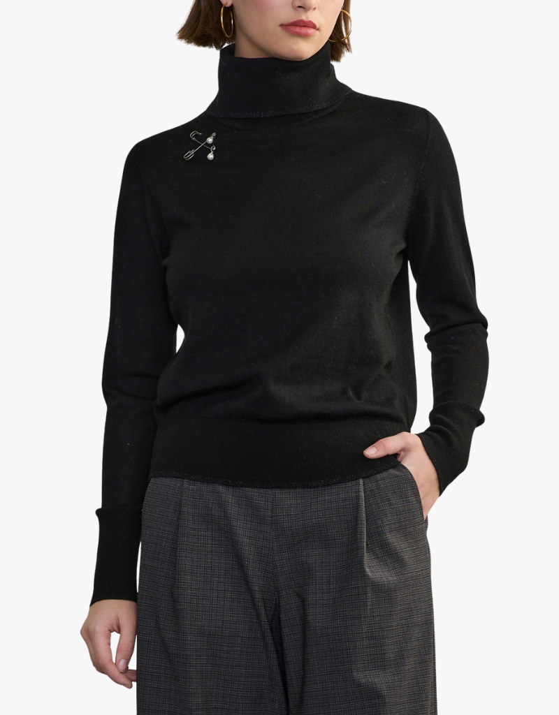 Margaret O'Leary Fine Gauge Turtleneck in Black
