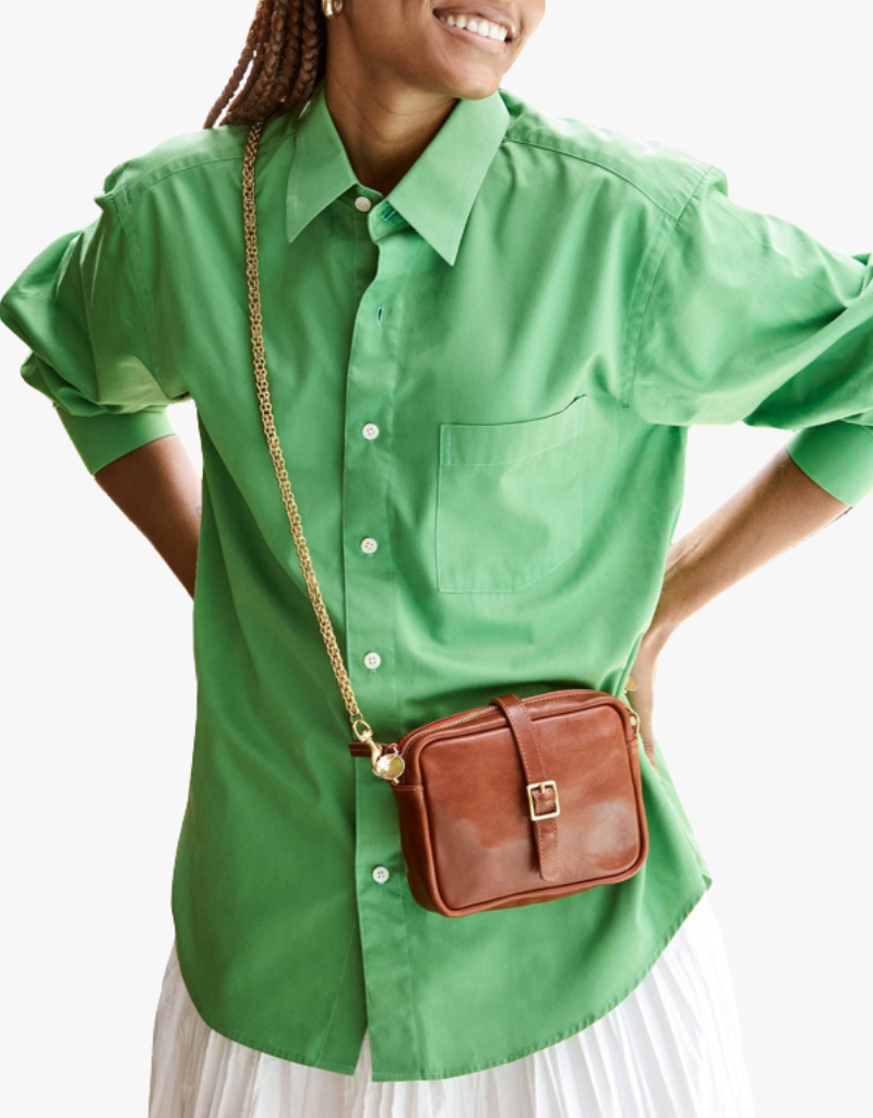 Clare V. Crossbody Strap Thick Chain in Vintage Gold