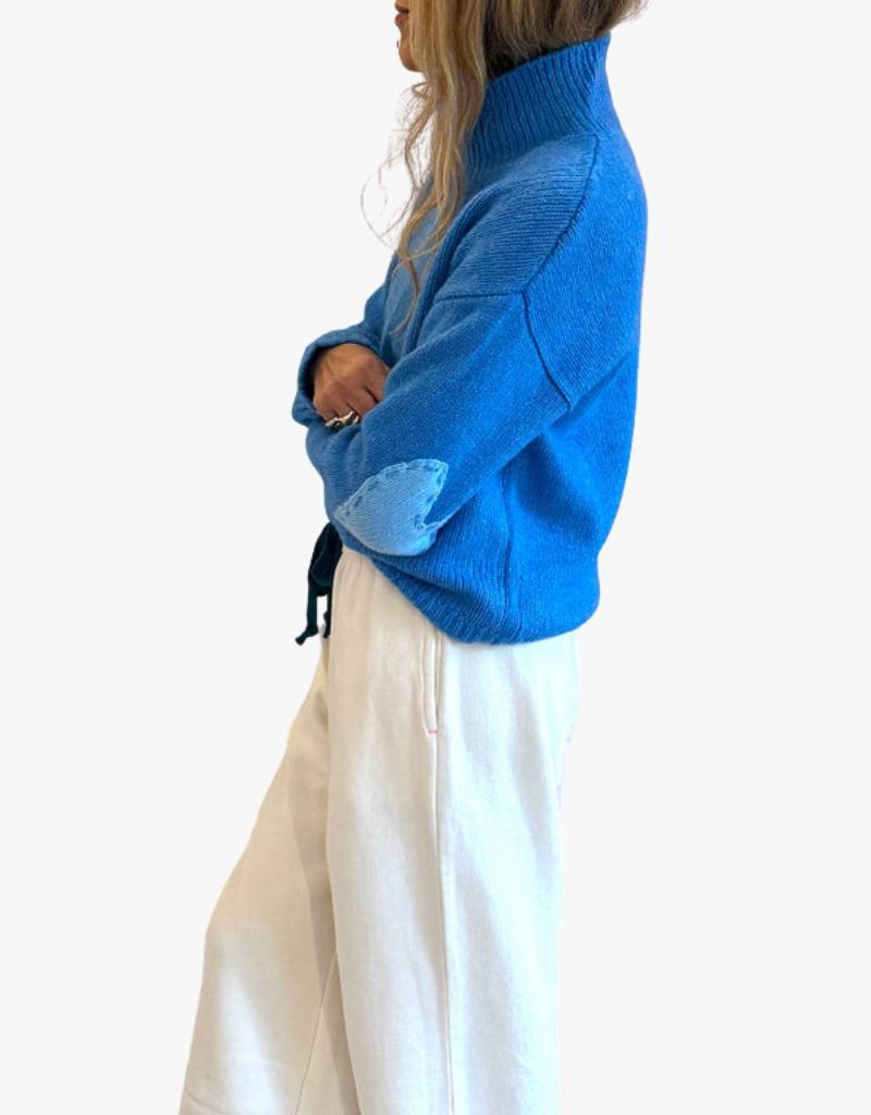 Kerri Rosenthal Lucy Mock Neck Sweater in Heather Blue