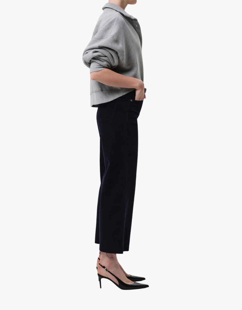 Citizens of Humanity Lyra Wide Leg Crop in Courduroy in Navy