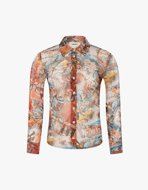 L'agence Indiana Fitted Blouse in Multi Collage