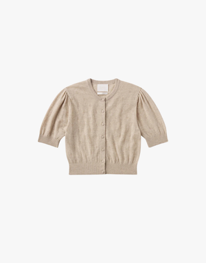 Citizens of Humanity Raina Pointelle Short Sleeve Cardigan in Oatmeal