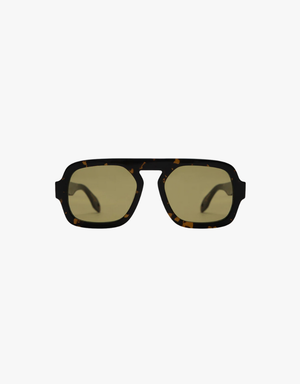 Elisa Johnson Jane Sunglasses in Dark Brown Tortoise & Olive Green Lens