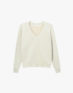 Perfect White Tee Sinead Relaxed French Terry V Neck Sweatshirt in Sugar