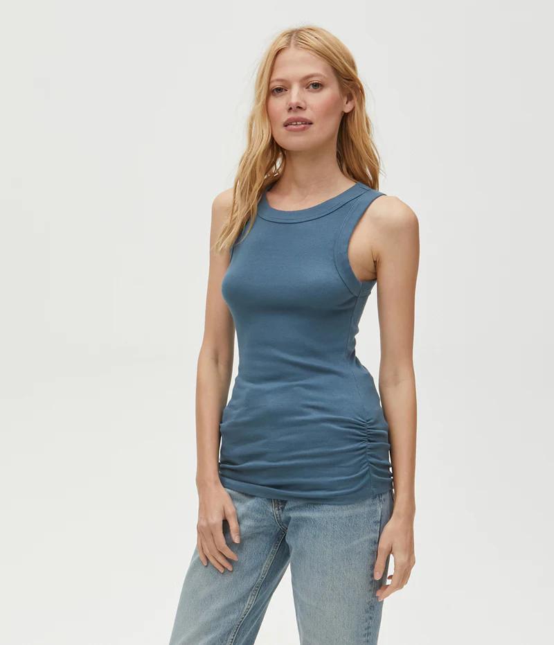 Michael Stars Halley Wide Banding Tank With Ruched Sides