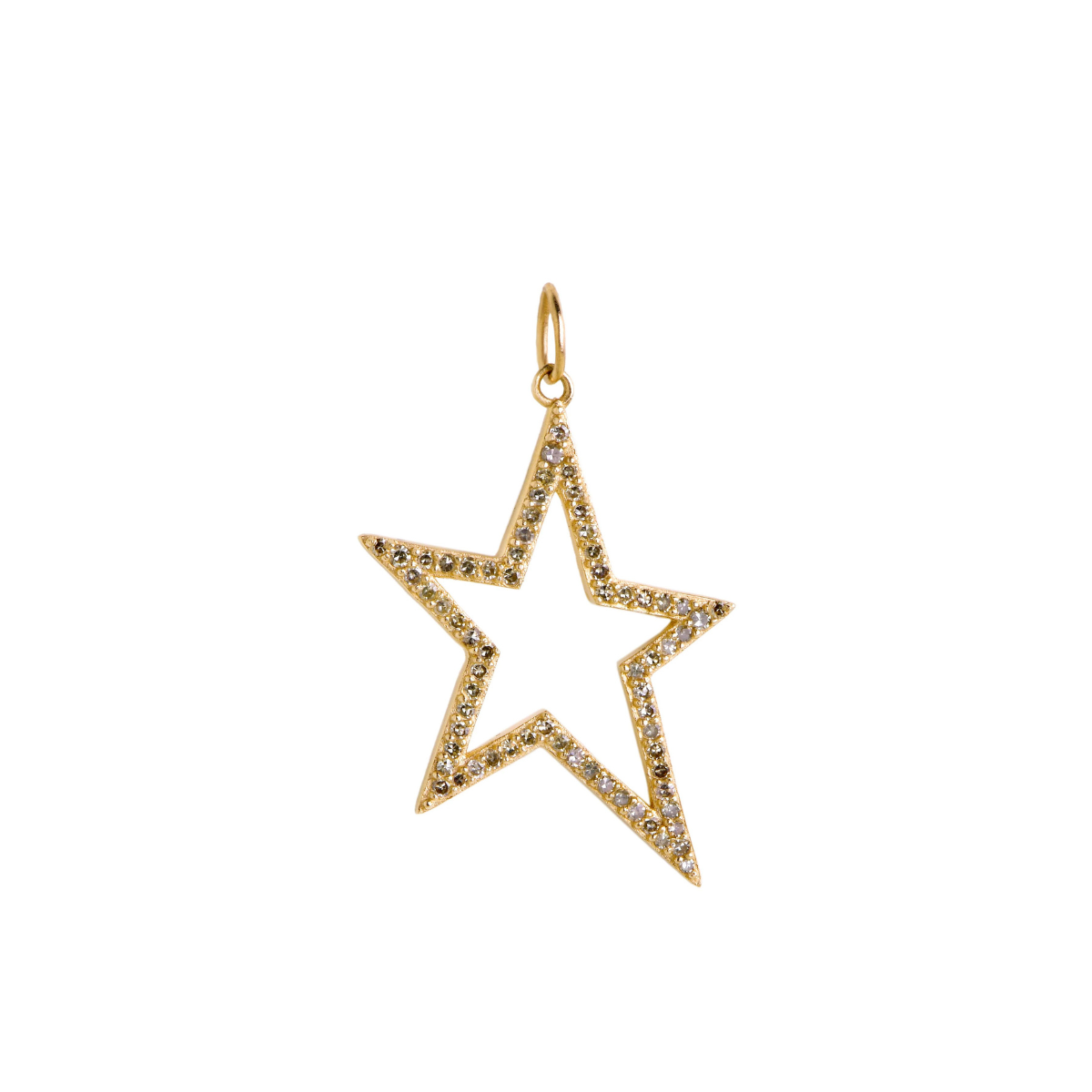 Bridget King Hollow Diamond Star Pendant in Yellow Gold