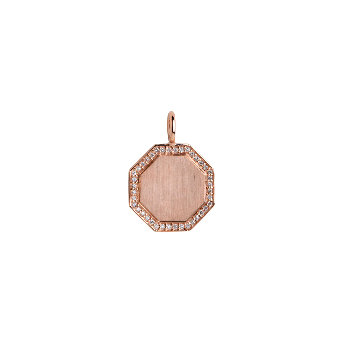 Bridget King Octagon Diamond Pendant in 14k Rose Gold - Engraving Available