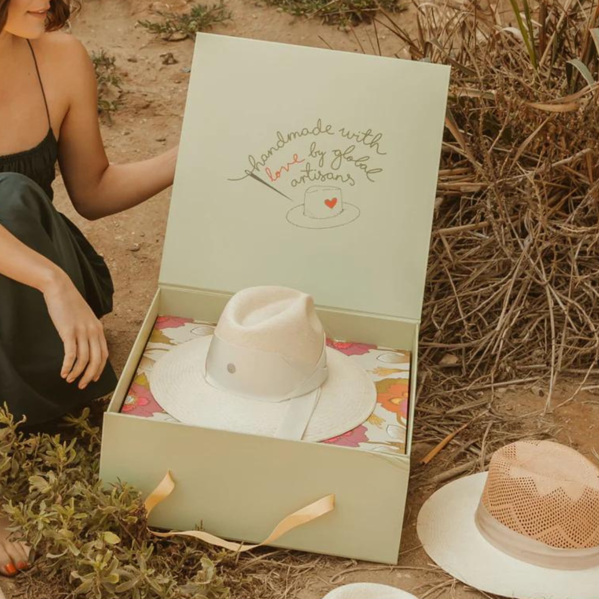 Freya Gift Hat Boxes in Matcha