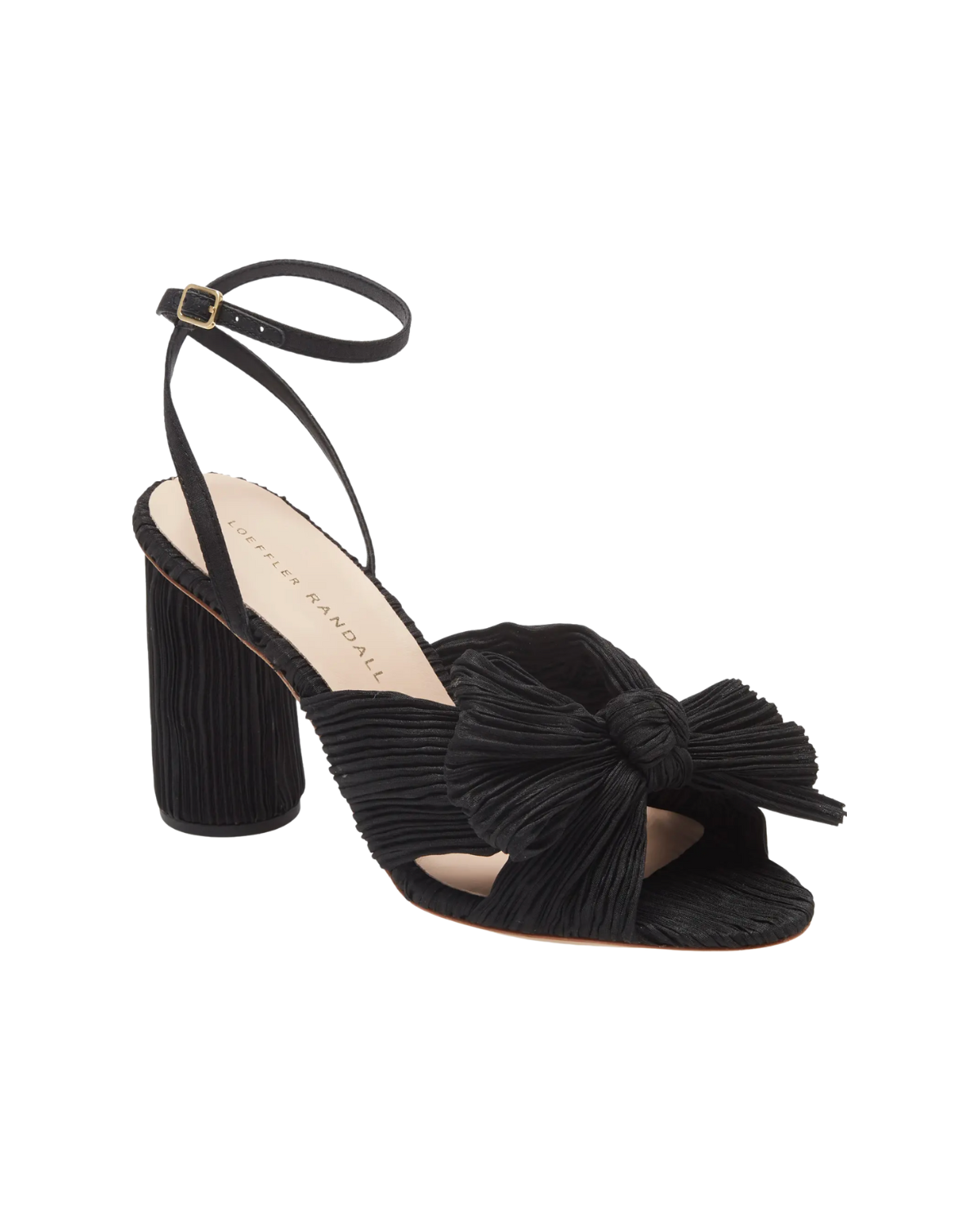 Loeffler Randall Pleated Knot Heeled Sandal With Ankle Strap