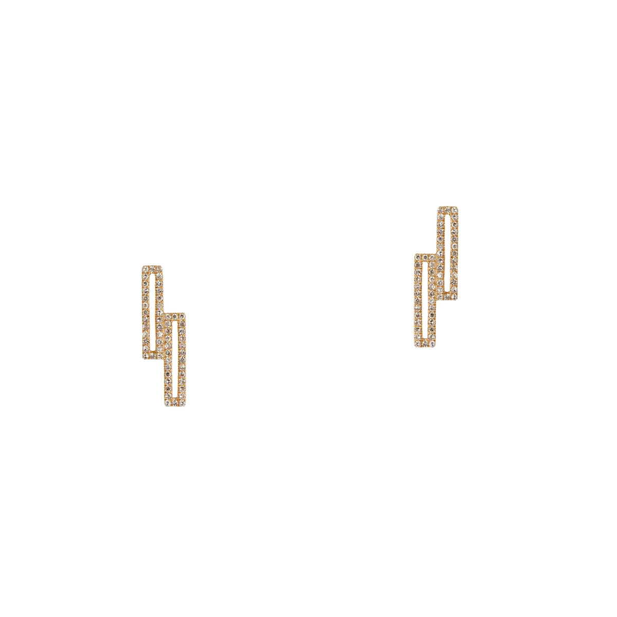 Bridget King Staggered Open Bar Diamond Studs in Yellow Gold