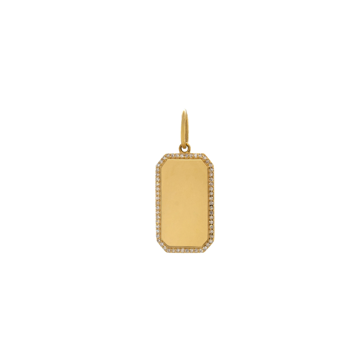 Bridget King Rectangular Dog Tag Pendant with Diamonds in Yellow Gold - Engraving Available