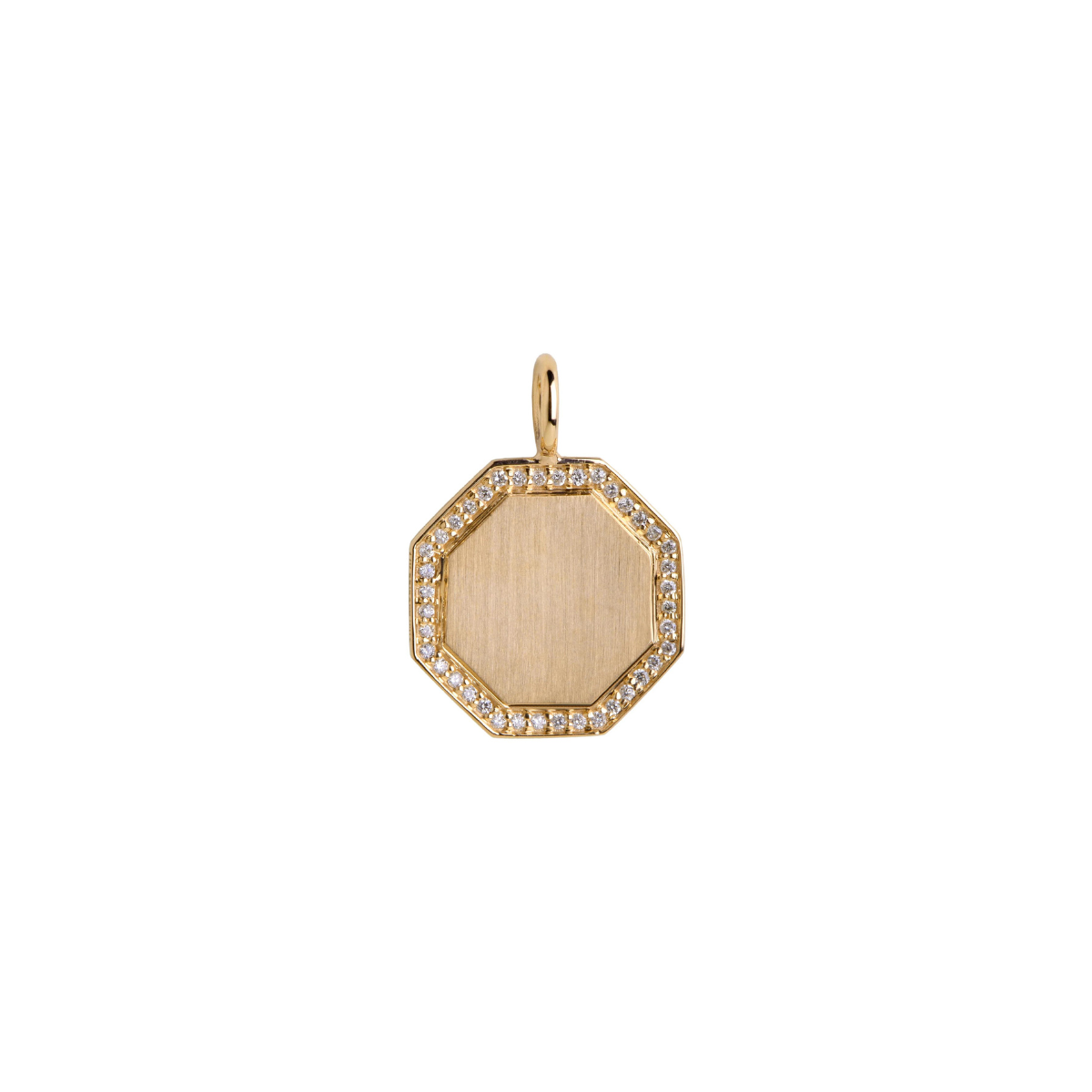 Bridget King Octagon Diamond Pendant in Yellow Gold - Engraving Available